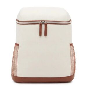 DSW Insulated Cream/Brown Faux Leather Trim Backpack Cooler - NEW. Never used
